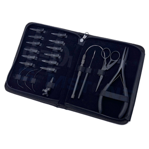 Kit d'outils professionnels durables et réutilisables en acier inoxydable pour extensions de cheveux : Pince à bec plat, aiguille à micro-perles, pinces de sectionnement - Product Image 1