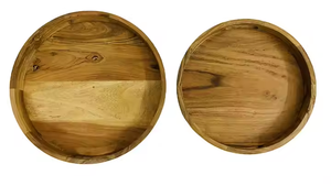Venta caliente Bandeja de servicio redonda en madera de acacia con asas Bandeja redonda Bandejas DE SERVICIO DE cena por decor IMPEX - Product Image 5