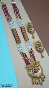 JOYERÍA DE COBRE TRADICIONAL Y DE MODA INDIA CONJUNTO DE JOYERÍA DE BODA NOVIA PARA MUJER CONJUNTO DE PENDIENTES Y COLLAR - Product Image 2