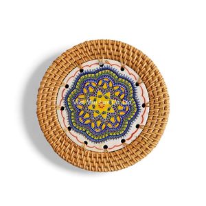 Decorative Handmade <b>Rattan</b> Coaster For Coffee <b>Table</b> <b>Dining</b> <b>Table</b> And Kitchen Use From Vietnam - Product Image 2