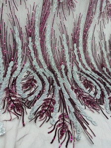 Fashionable 3D French Mesh Voile Tulle Lace <b>Fabric</b> with <b>Beads</b> Sequins Embroidery Wedding Clothes Accessories Sustainable Feature - Product Image 5