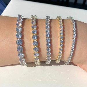 Bracelet tennis en moissanite ronde édition limitée avec argent 925 plaqué or, bijoux fins pour femmes à bas prix - Product Image 1