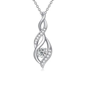 Colliers Moissanite pour femmes Colliers pendentifs Infinity torsadés Pendentif Moissanite en argent plaqué platine - Product Image 4