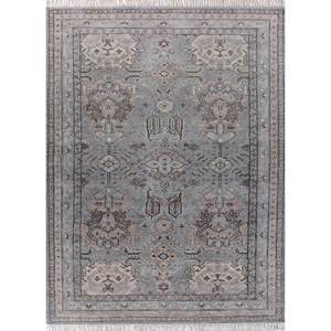 Tapis Savana gris et noir noué à la main en laine et viscose, motif médaillon pour usage domestique - AKWS-13011 - Product Image 1