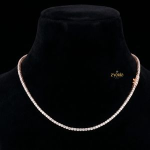10K Gold Round Cut Tennis Necklace Luxury Diamond Style Tennis Chain - Product Image 1