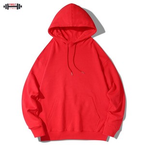 Venta al por mayor colorido hombro caído invierno hombres 100% algodón polar personalizado cordón pulóver con capucha 300gsm alta calidad - Product Image 4