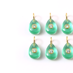 Pendentif en quartz émeraude naturel en forme de poire, pierre précieuse, argent 925 plaqué or, double incrustation de pierres, pendentif tendance, bijoux en vrac - Product Image 5