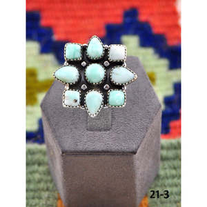 Bague ajustable en argent sterling et turquoise Paloma d'inspiration sud-ouest, bijou tendance en acier inoxydable avec sertissage clos, cadeau idéal - Product Image 1