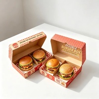 Grande boîte à hamburger, grand contenant à burger, boîte en papier kraft extra profonde avec revêtement résistant à la graisse
