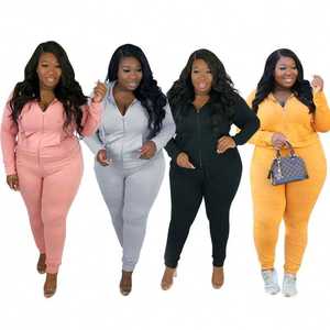 Ensemble de survêtement deux pièces pour femmes grandes tailles, été, fermeture éclair, design personnalisé, imprimé streetwear, 100% coton molletonné, longueur genou - Product Image 4