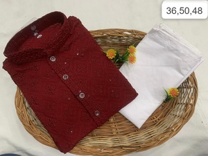 Fête de mariage vêtements décontractés rayonne conception Chakari hommes traditionnel et lourd Kurta avec pyjama meilleure qualité fournisseur prix de gros - Product Image 3