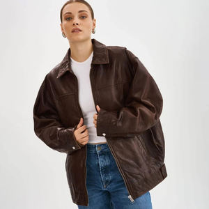 New Arrival Wholesale <b>Lightweight</b> <b>Women</b> Leather <b>Jacket</b> <b>for</b> Sale / Hot Sale Autumn & Winter <b>Women</b> Fashion Cowhide Leather <b>Jackets</b> - Product Image 5