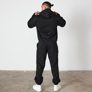 Nouveau design noir surdimensionné Full Zip 2 pièces ensemble sweat à capuche et jogger lourd coton hommes sweatsuite survêtement pour hommes logo personnalisé - Product Image 2