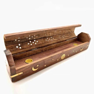 Porte-encens en bois massif rustique de qualité supérieure avec accents en laiton pour la décoration de la maison et la diffusion de parfum, prix d'exportation - Product Image 2