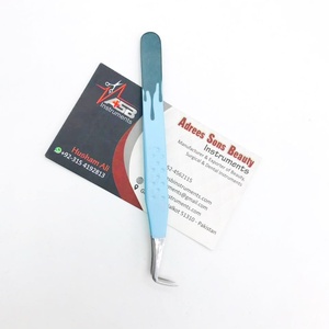 Botte mince professionnelle à 90 degrés poignée d'impression de points en acier durable nouveaux Styles pince à épiler d'extension de cils avec pointe pointue - Product Image 3