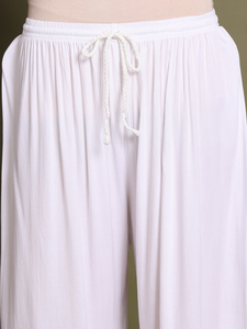Chikan bordado ecológico crepé Palazzo de talla grande Ropa Étnica para mujer con cintura elástica y cintura media para el verano - Product Image 2