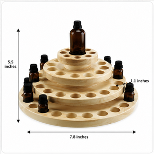 Wooden Essential Oil <b>Storage</b> <b>Rack</b> 3-Layer Round 7.8 Inches 360 Rotating Standing Type Minimalist Design for Bathroom Use - Product Image 4