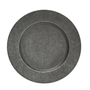 Nouvelle plaque de chargeur en métal gris foncé ronde longue durée pour la décoration de mariage et d'événement nouvelle plaque de chargeur au prix de gros - Product Image 1