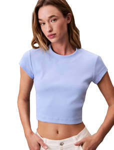 Top Corto de Algodón Acanalado, Suave y Cómodo para Uso Diario, Top de Manga Corta para Mujer, Ropa Deportiva Moderna y Elegante para Verano, Ecológica - Product Image 2