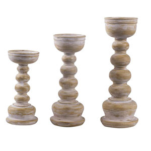 Candelabro de Madera Antiguo, Portavelas de Madera Retro Estilo Shabby Chic para Repisa, Sala de Estar, Decoración Boho - Product Image 6