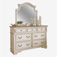 Ensemble commode et miroir en bois massif Glaçure blanche antique peinte-meubles en bois antique Fabrication artisanale de Jepara