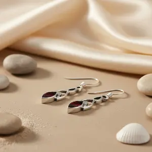 Pendientes de Plata 925 con Granate para Mujer, Joyería de Moda para Uso Diario - Product Image 2