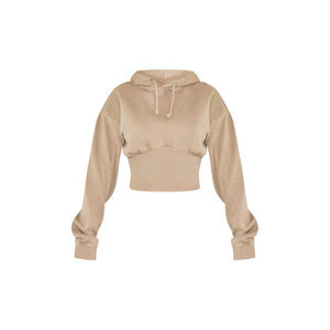 À la mode femmes sweat à capuche décontracté sweat doux polaire tissu automne hiver Streetwear à capuche Logo personnalisé en gros haut pour femme - Product Image 4