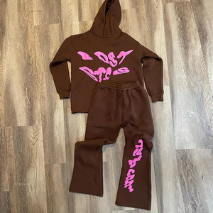 Conjunto Deportivo Informal Personalizado para Hombre, con Capucha, Corte Informal, Dobladillo sin Rematar, Pantalones Anchos, Dos Piezas - Product Image 5