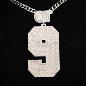 Colgante de Letra Personalizado con Diamantes de Imitación para Cadena Cubana, Plata de Ley 925, Colgante con Inicial o Número - Product Image 3