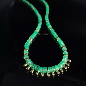 Collar de Cuentas de Esmeralda Zambiana Natural Hecho a Mano, Cuentas de Piedras Preciosas de Esmeralda Facetadas Sueltas, Joyería Unisex de Moda para Fiestas - Product Image 5