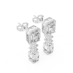 Emerald Oval Cut Moissanite Drop Earrings 925 <b>Sterling</b> <b>Silver</b> Bridal Fine Jewelry Wholesale Halo Cluster <b>Stud</b> - Product Image 4