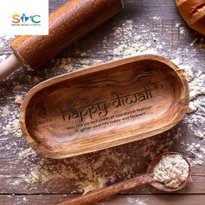 Happy Diwali Gravé Grand Bol Diwali Party Table Top Décoration Unique Design Cadeau Plateau De Service - Product Image 3