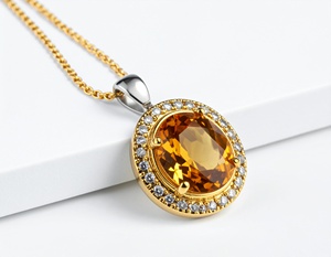 Collar con Colgante de Piedra de Plata de Ley 925 chapado en oro de 18 quilates de lujo simple para mujeres y niñas - Product Image 5