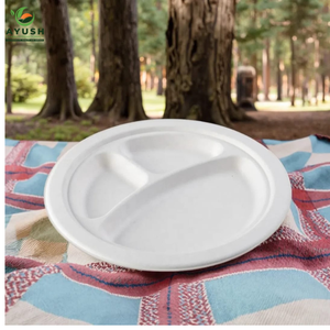 Bagasse compostable plates made of sugarcane <b>pulp</b> For Buffet Parties Restaurants & Takeaway - Product Image 6