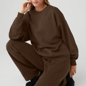 Conjunto de dos piezas personalizado a la moda, ropa de mujer, pantalones de chándal de lana de algodón y conjunto con capucha, logotipo bordado, ropa de calle, chándales para mujer - Product Image 1