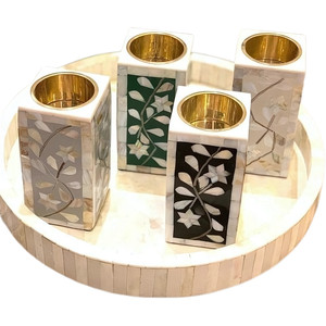 Brûleur de Bakhoor en bois de santal durable avec incrustation de corne ethnique, élégant porte-encens pour espaces de prière et maison spirituelle traditionnelle - Product Image 2
