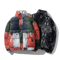 Chaqueta Acolchada Hip Hop Unisex, Estilo Vintage, Bloques de Color, Patchwork, Cálida para Invierno 2020, Harajuku, Resistente al Viento y al Agua, con Dibujos Animados