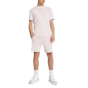 Haute qualité Cool Plus Size col rond avec strass à la mode rayé tricoté tissu respirant soie T-Shirt short ensemble - Product Image 6