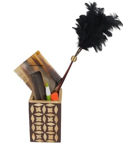 Dents fines et grossières antistatique corne naturelle peigne à moustache petite taille de poche personnalisé outil de toilettage de barbe personnalisé pour les hommes - Product Image 2