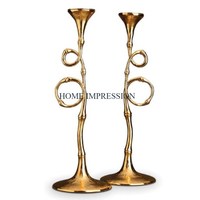 Ensemble de 2 porte-bougies de table de Noël modernes en or et argent, design papillon, faits à la main, écologiques