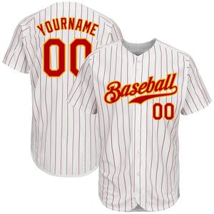 Pakistan Sportswear Industry Personnalisé Blanc Rouge Pinstripe Rouge-Or Maillot de Baseball Authentique - Product Image 6
