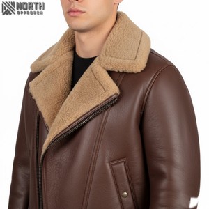 Nouveau blouson bombardier en cuir pour hommes style bombardier avec manches et col côtelés pour veste bombardier à coupe élégante personnalisée - Product Image 4