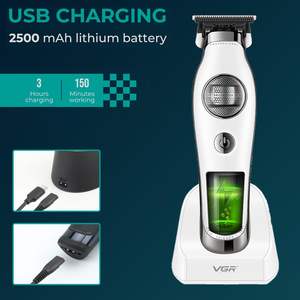 Tondeuse à barbe sans fil professionnelle pour hommes, lame en céramique à écartement zéro, tondeuse de barbier, étanche IPX7, tondeuse à cheveux à batterie - Product Image 5