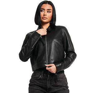 Vestes en cuir Pu pour femmes haut court veste en cuir 2025 automne vêtements pour femmes vestes en cuir Vintage Pu - Product Image 4