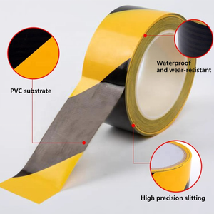 HONGFU PVC noir et jaune zèbre croisement avertissement ruban de marquage au sol sécurité jaune thermofusible acrylique adhésif autocollant - Product Image 3