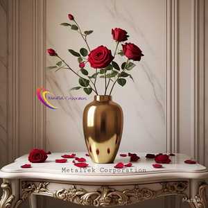 Jarrón Decorativo de Flores de Lujo Chapado en Oro, Jarrón de Metal para Mesa de Boda, Decoración de Sala de Estar, Estilo Nórdico, Maceta - Product Image 2