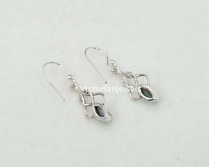 925 Plata de ley sólida mes de noviembre piedra de nacimiento labradorita con ajuste de bisel pendiente de gancho en forma de marquesa - Product Image 3