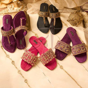 Tendance de la mode féminine, tongs imprimées antidérapantes avec semelle extérieure en cuir véritable et doublure en velours, toutes saisons - Product Image 6
