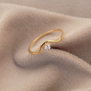Women's 18K Solid Gold Luxury Minimalist Round Cut <b>Ring</b> with Curved Prong Setting <b>Thin</b> Band Fine Moissanite Wedding Band - Product Image 4