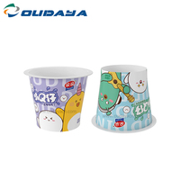 Envase de plástico con logotipo de personalización de nuevo producto de 100ml con taza de pudín de gelatina de yogur con impresión IML
